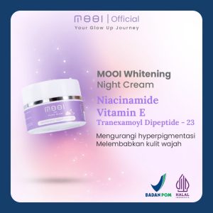 Mooi Whitening Night Cream - Atasi Kulit Kusam, Melmbabkan Kulit Garis Halus Dan Tanda Penuaan 10gr (Original 100%)