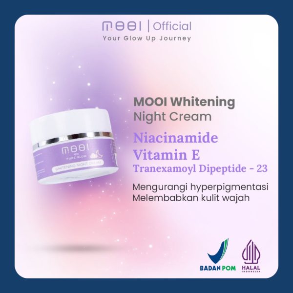 Mooi Whitening Night Cream - Atasi Kulit Kusam, Melmbabkan Kulit Garis Halus Dan Tanda Penuaan 10gr (Original 100%)