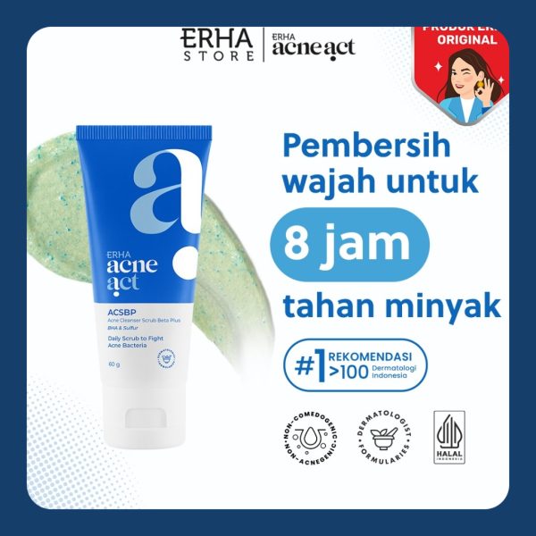 ERHA Acneact Acne Cleanser Scrub Beta Plus ACSBP 60gr  - Sabun Cuci Muka Jerawat