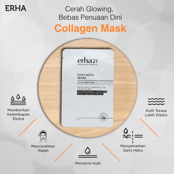 ERHA Collagen Mask 4 pcs - Masker Kolagen Anti Aging & Pencerah - Image 3