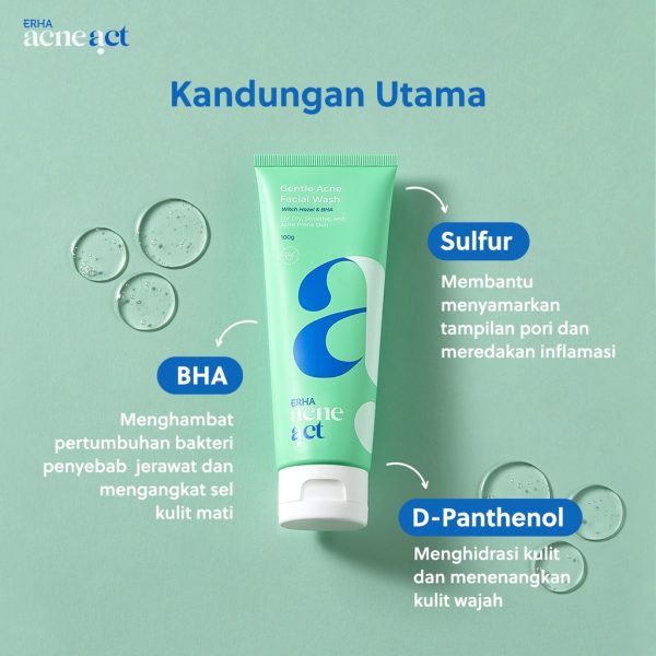 ERHA Acneact Witch Hazel & BHA Gentle Facial Wash 100g - Sabun Wajah Jerawat - Image 3