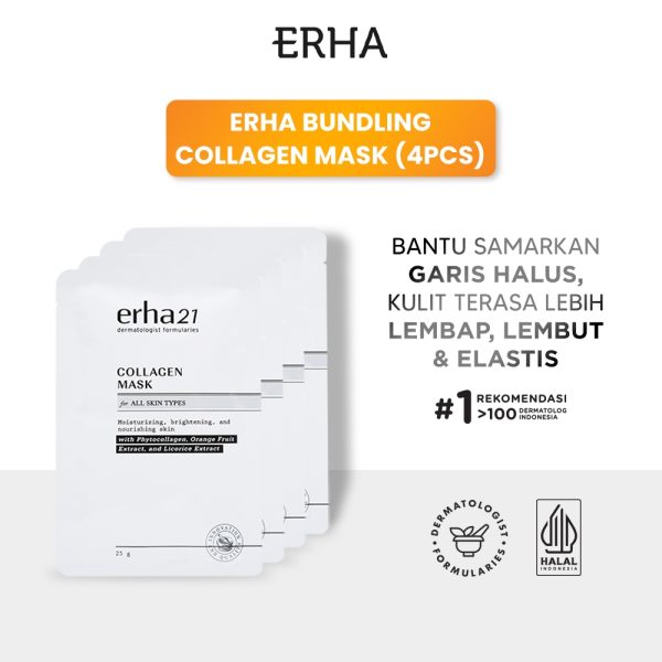 ERHA Collagen Mask 4 pcs - Masker Kolagen Anti Aging & Pencerah - Image 2