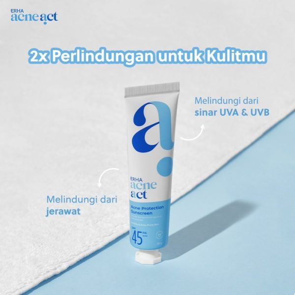 ERHA AcneAct Acne Protection Sunscreen SPF 45 PA+++ 30 g - Sunscreen Wajah Berjerawat - Image 5