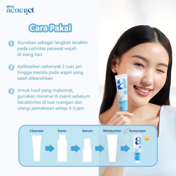 ERHA AcneAct Acne Protection Sunscreen SPF 45 PA+++ 30 g - Sunscreen Wajah Berjerawat - Image 6