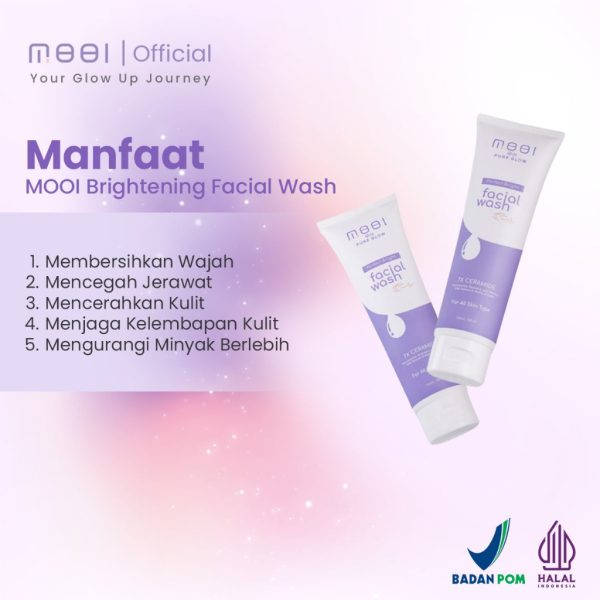 Mooi Brightening Facial Wash - Sabun Pembersih Muka Pencerah Niacinamide And Alpha Arbutin 100ml (Original 100%) - Image 2