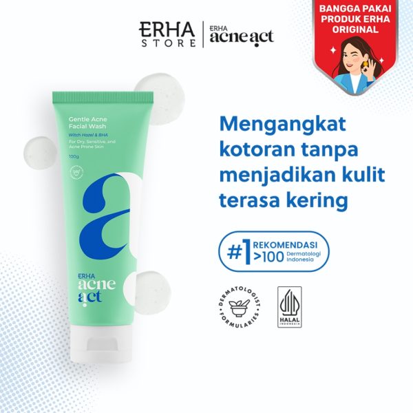 ERHA Acneact Witch Hazel & BHA Gentle Facial Wash 100g - Sabun Wajah Jerawat - Image 2