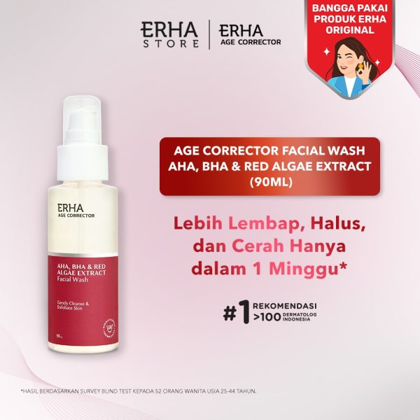 ERHA Age Corrector Facial Wash 90ml AHA, BHA & Red Algae Extract - Sabun Cuci Muka Anti Aging - Image 3