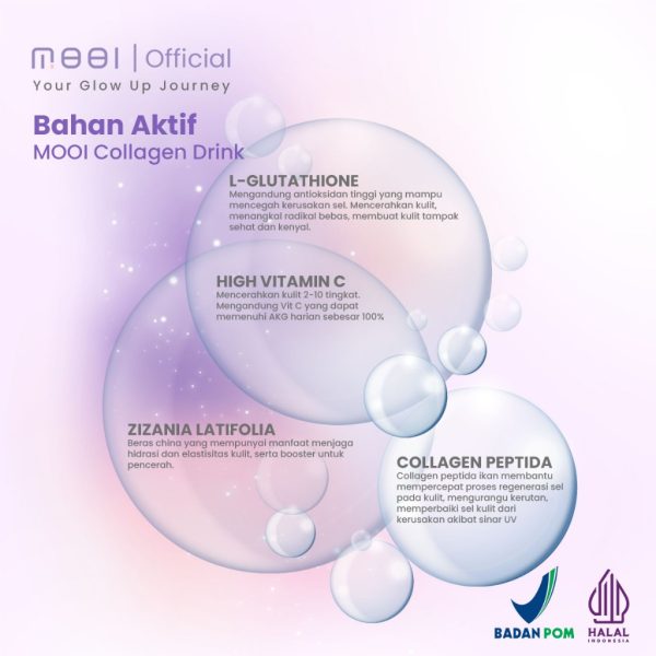 MOOI Collagen Drink with Zizania latifolia Extract - Minuman kolagen Glutathione Pencerah - Image 3