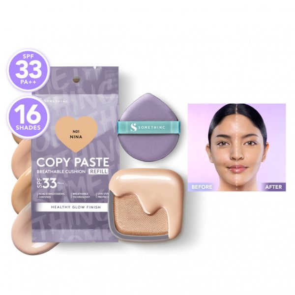 SOMETHINC [2 PCS] COPY PASTE Breathable Mesh Cushion SPF 33 PA++ x AHA BHA PHA Peeling Solution Serum - Image 2