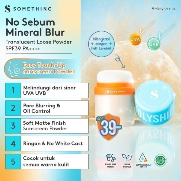 [In Vivo & In Vitro Certified] SOMETHINC Holyshield! No Sebum Mineral Sunscreen Powder SPF 39 PA++++ - Easy Touch Up Sunscreen Powder - Image 8