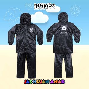 Jas Hujan Anak All Age Infikids PVC Anti Rembes Hitam