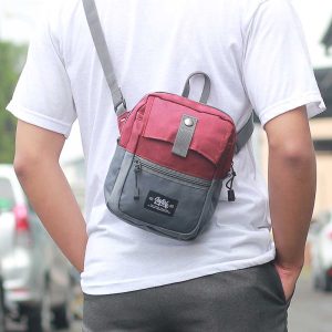 Tas Sling Bag Pria Maroon
