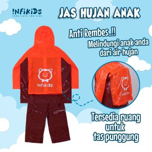 Jas hujan Anak Infikids Maroon Orange