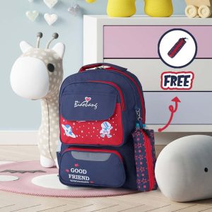 Tas Back Pack Anak Perempuan Navy Merah