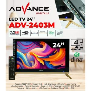 TV LED Digital 24 inch HD MIRACAST BISA KONEK HP KE TV