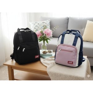 Tas Ransel Backpack Wanita CLBD Bahan Kanvas Muat Laptop Untuk Sekolah Kuliah