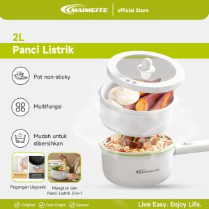Panci Listrik Multifungsi 3 in 1 2L Kompor Listrik Pintar Pelajar/Asrama/Perjalanan Bisnis -Putih