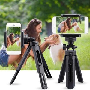 Tripod Portable Rotatable 1/4 Inch Screw with Smartphone Holder